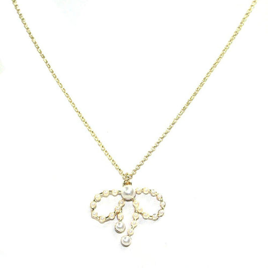 HN4038 Pearl Ribbon Necklace