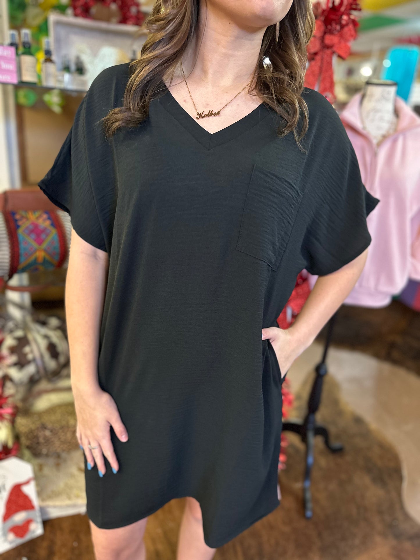 V Neck T Shirt Dress